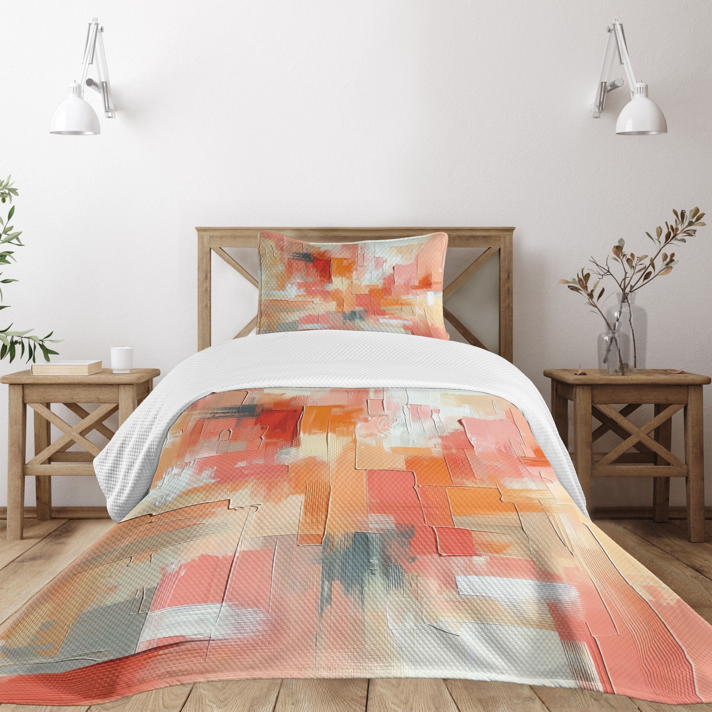 Twin Brown Quilted Bedspread Set with Pillow Sham