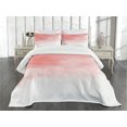 thumbnail image 1 of Ambesonne Peach Quilted Bedspread Set 3 Pcs, Watercolor Ombre Brush, King Size, Coral White, 1 of 5