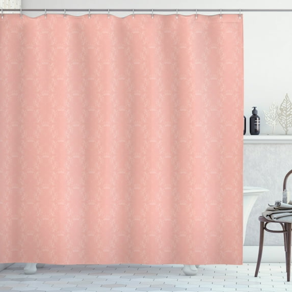 Ambesonne Peach Shower Curtain, Soft Crowns Floral Motifs, 69"Wx75"L, Coral
