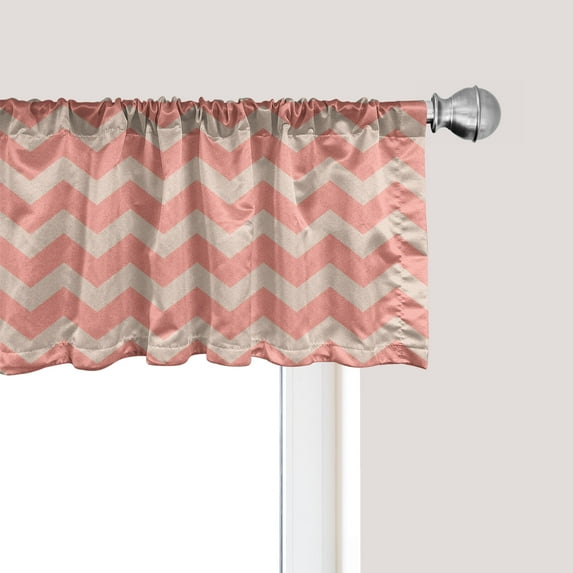 Ambesonne Peach Window Valance, Chevron Zigzag Vintage, 54" X 12", Coral Peach