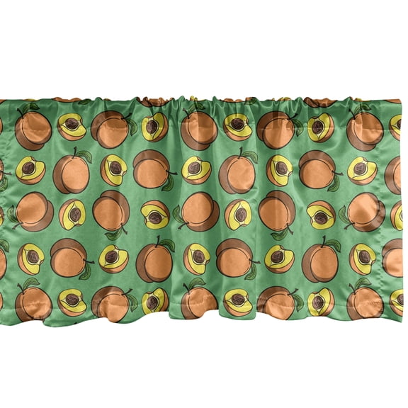 Ambesonne Peach Window Valance, Half Slices Fruits, 54" X 18", Multicolor