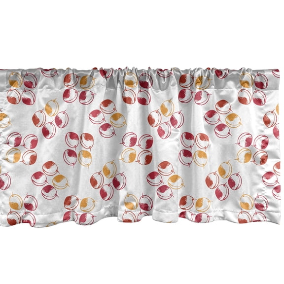 Ambesonne Peach Window Valance, Small Fruits on Plain Back, 42" x 12", Raspberry Marigold and White