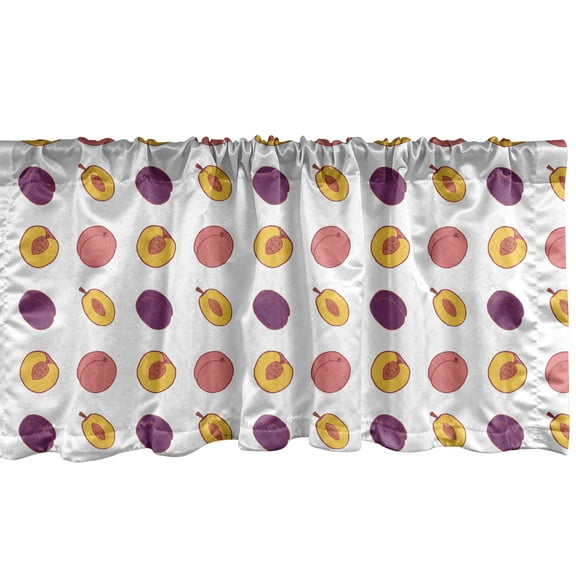 Ambesonne Peach Window Valance, Repetitive Motifs of Fruit, 42" x 18", White and Dark Magenta