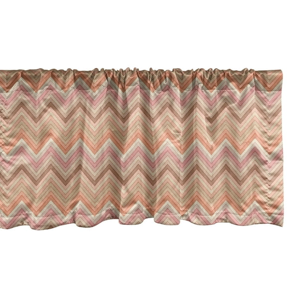 Ambesonne Peach Window Valance, Zigzag Vintage Design, 54" X 18", Multicolor