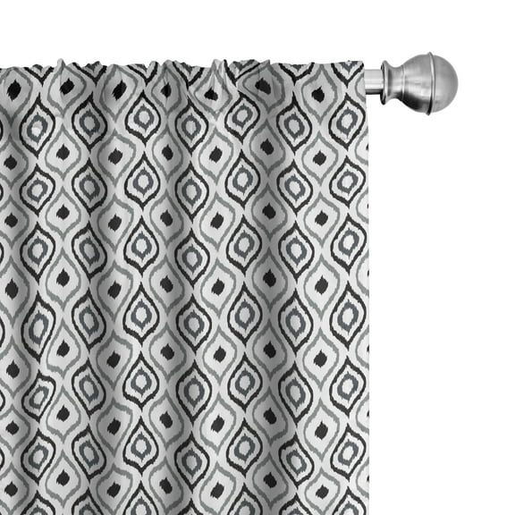Ambesonne Peacock Curtains, Greyscale Bird Feathers, Pair of 28"x63", Black Grey Pale Grey