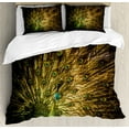 thumbnail image 1 of Ambesonne Peacock Duvet Cover Set, Exotic Dark Feathers, Calking, Mustard Green, 1 of 3