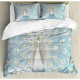 thumbnail image 1 of Ambesonne Peacock Duvet Cover Sets, Nature Ornate, 2-Queen, Yellow Pale Blue, 1 of 7