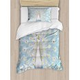 thumbnail image 1 of Ambesonne Peacock Duvet Cover Sets, Nature Ornate, 2-Twin, Yellow Pale Blue, 1 of 4