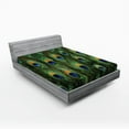 thumbnail image 1 of Ambesonne Peacock Fitted Sheet, Exotic Animal Feathers, California King, Green Mustard Navy, 1 of 3