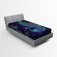 thumbnail image 1 of Ambesonne Peacock Fitted Sheet, Oriental Bird Feather, Twin XL Size, Purple Green and Blue, 1 of 2