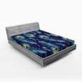 thumbnail image 1 of Ambesonne Peacock Fitted Sheet, Peacock Bird Feathers, Full Size, Navy Blue Orange, 1 of 3
