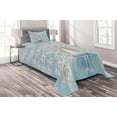 thumbnail image 1 of Ambesonne Peacock Quilted Coverlet 2 Pcs, Nature Ornate, Twin Size, Yellow Pale Blue, 1 of 2