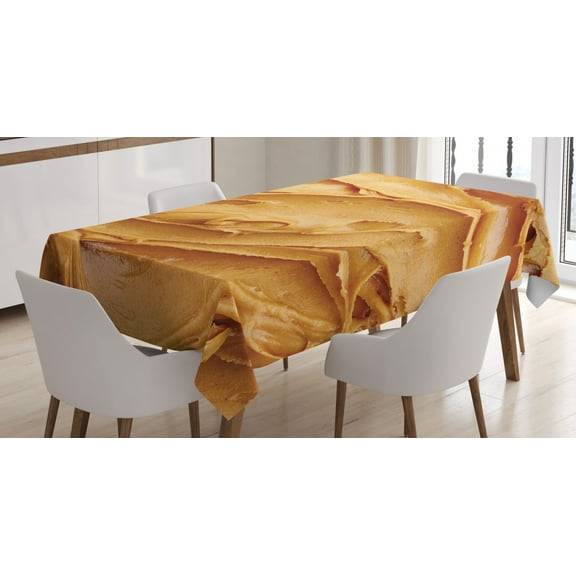 Ambesonne Peanut Butter Tablecloth Rectangular Table Cover, American Breakfast, 60"x84", Pale Brown