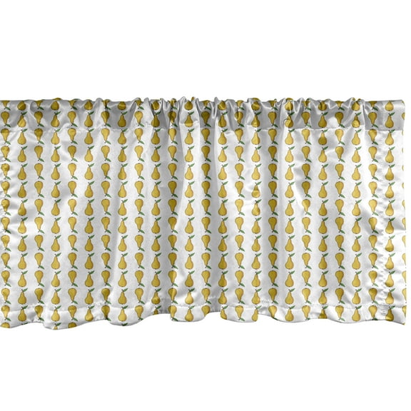 Ambesonne Pear Window Valance, Cartoon Fruit Pattern, 54" X 18", Pale Earth Yellow White