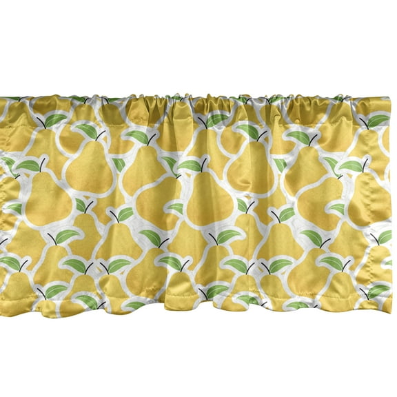 Ambesonne Pear Window Valance, Fruit Basket Yummy Healthy, 54" X 12", Mustard Lime Green