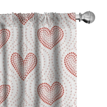 Ambesonne Pearls Curtains, Dotted Heart Pattern, Pair of 28"x63", Blush Cream Red