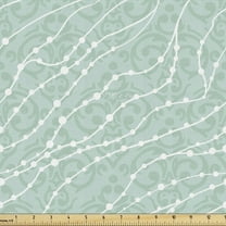 Ambesonne Pearls Fabric by the Yard Upholstery, Abstract Nautical Motifs, 5 Yards, Almond Green White