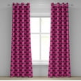 thumbnail image 1 of Ambesonne Pearls Grommet Curtain, Bow Ties with Hearts, 50" x 72", Pink Black, 1 of 6