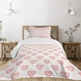 thumbnail image 1 of Ambesonne Pearls Quilted Bedspread Set 2 Pcs, Dotted Heart Pattern, Twin Size, Blush Cream Red, 1 of 6