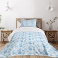 thumbnail image 1 of Ambesonne Pearls Quilted Bedspread Set 2 Pcs, Seashells Marine Motifs, Twin Size, Blue White, 1 of 3