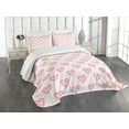 thumbnail image 1 of Ambesonne Pearls Quilted Bedspread Set 3 Pcs, Dotted Heart Pattern, Queen Size, Blush Cream Red, 1 of 5