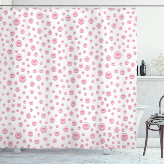 Ambesonne Pearls Shower Curtain, Pink Bridal Theme, 69"Wx84"L, White Pink