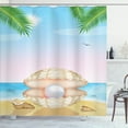 thumbnail image 1 of Ambesonne Pearls Shower Curtain, Shell on Sandy Beach, 69"Wx84"L, Cream Blue, 1 of 5