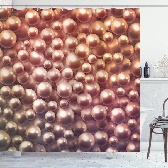 Ambesonne Pearls Shower Curtain, Various Sized, 69"Wx84"L, Brown