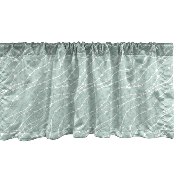 Ambesonne Pearls Window Valance, Abstract Nautical Motifs, 54" X 18", Almond Green White