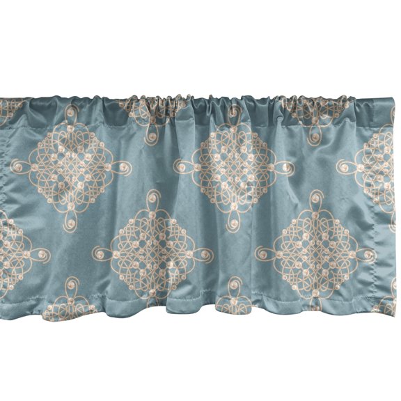 Ambesonne Pearls Window Valance, Symmetric Sailot Knot, 54" X 18", Pale Slate Blue Tan