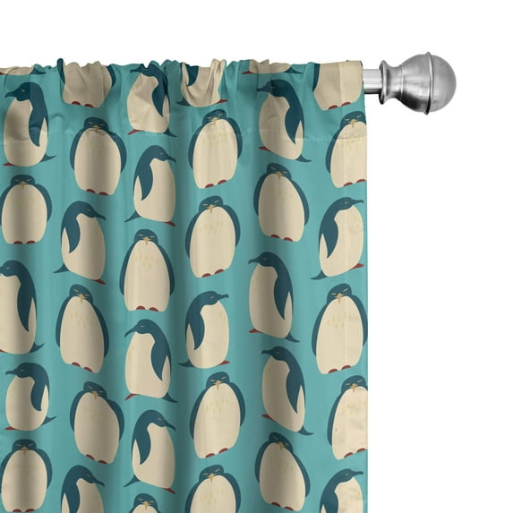 Ambesonne Penguin Curtains, Cartoon Artic Pole Birds, Pair of 28"x95", Multicolor