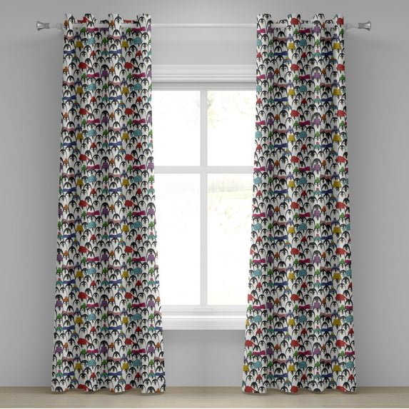 Ambesonne Penguin Grommet Curtain, Winter Cartoon Animal, 50" x 72", Multicolor
