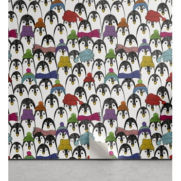 Ambesonne Penguin Peel & Stick Wallpaper for Home, Winter Cartoon Animal, 13"x72", Multicolor
