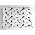 thumbnail image 1 of Ambesonne Penguin Pillow Sham, Skiing Penguins in Scarves, 36" X 20", White Black, 1 of 2