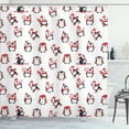thumbnail image 1 of Ambesonne Penguin Shower Curtain, Arctic Animals Winter Art, 69"Wx84"L, Dark Coral and Dark Blue, 1 of 4