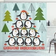 thumbnail image 1 of Ambesonne Penguin Shower Curtain, Saying Christmas Animals, 69"Wx75"L, Fern Green Burnt Orange, 1 of 1