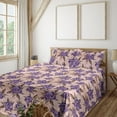 thumbnail image 1 of Ambesonne Peony Art Fitted & Flat Sheet with Sham 3 Pcs Set, Flowers Boho Aquarelle, Twin, Blush Blue Violet Fawn, 1 of 5