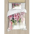thumbnail image 1 of Ambesonne Peony Duvet Cover Sets, Watercolor Romantic Flowers, 2-Twin, Pale Pink Taupe, 1 of 4