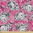 thumbnail image 1 of Ambesonne Peony Fabric by the Yard Upholstery, Greyscale Flower Chintz Rose, 10 Yards, Hot Pink Pastel Pink, 1 of 4