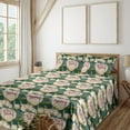 thumbnail image 1 of Ambesonne Peony Fitted & Flat Sheet with Sham 3 Pcs Set, Cartoon Floral Pattern Boho, Twin, Hunter Green Champagne, 1 of 5