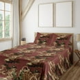 thumbnail image 1 of Ambesonne Peony Fitted & Flat Sheet with Shams 4 Pcs Set, Blossoming Wild Romance Flora, Queen, Pale Redwood Green and Cocoa, 1 of 5