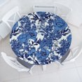 thumbnail image 1 of Ambesonne Peony Fitted Round Tablecloth, Winter Boho Flowers Jungle, 40"- 44" Diameter, Dark Ceil Blue and Soft Blue, 1 of 1