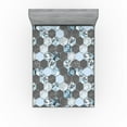 thumbnail image 1 of Ambesonne Peony Fitted Sheet, Beehive Hexagon Floral Scene, King Size, Pale Azure Blue Taupe, 1 of 5