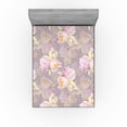 thumbnail image 1 of Ambesonne Peony Fitted Sheet, Delicate Floral Scene Print, King Size, Pale Lilac Mustard, 1 of 5