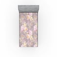 thumbnail image 1 of Ambesonne Peony Fitted Sheet, Delicate Floral Scene Print, Twin XL Size, Pale Lilac Mustard, 1 of 5