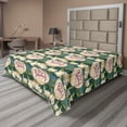thumbnail image 1 of Ambesonne Peony Flat Bedding Sheet Soft Top Sheet, Cartoon Floral Pattern Boho, Full, Hunter Green Champagne, 1 of 1