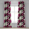 thumbnail image 1 of Ambesonne Peony Grommet Curtain, Floral Leaves Pattern Print, 50"x108", Forest Green Magenta, 1 of 1