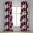 thumbnail image 1 of Ambesonne Peony Grommet Curtain, Floral Leaves Pattern Print, 50"x96", Forest Green Magenta, 1 of 1
