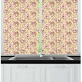 thumbnail image 1 of Ambesonne Peony Kitchen Curtains, Hydrangeas on Branches, 55"x39", Olive Green Pale Pink, 1 of 2