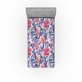 thumbnail image 1 of Ambesonne Peony Pattern Fitted Sheet, Jungle Boho Flowers, Twin XL Size, Indigo Pale Pink Lilac, 1 of 5